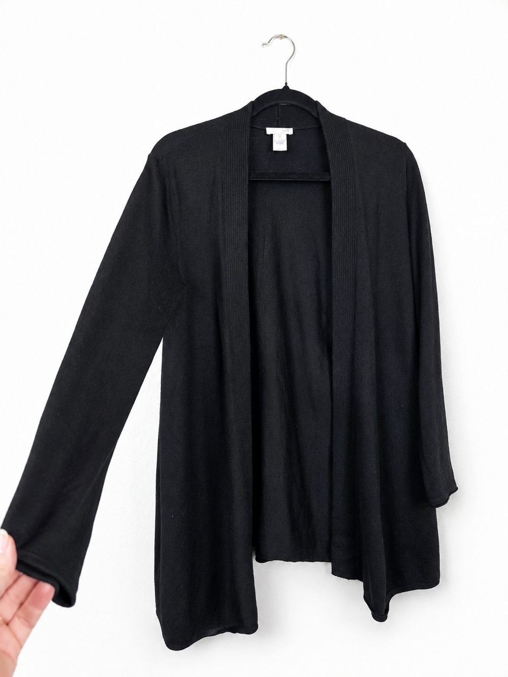 J.Jill Black Wool Blend Open Front Cardigan Sweater Lightweight Career Small